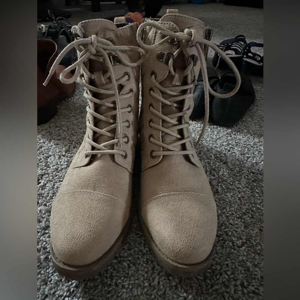 Women's Tan Lace-Up Boots